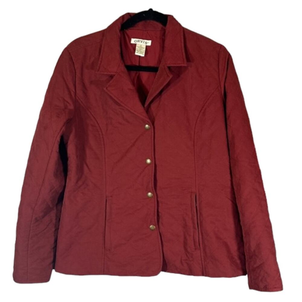 Orvis Maroon Collared Button Front Lightweight Fa… - image 1